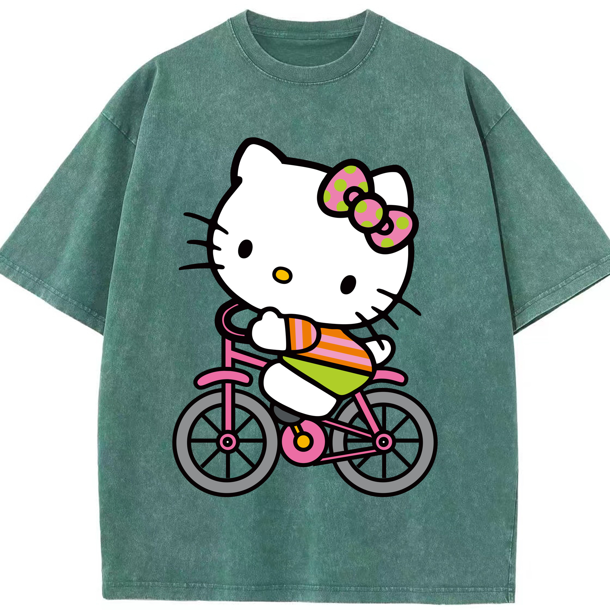 （画像用） Hello Kitty ハローキティ 綿100% ヴィンテージ風 半袖Tシャツ（フロントプリント）